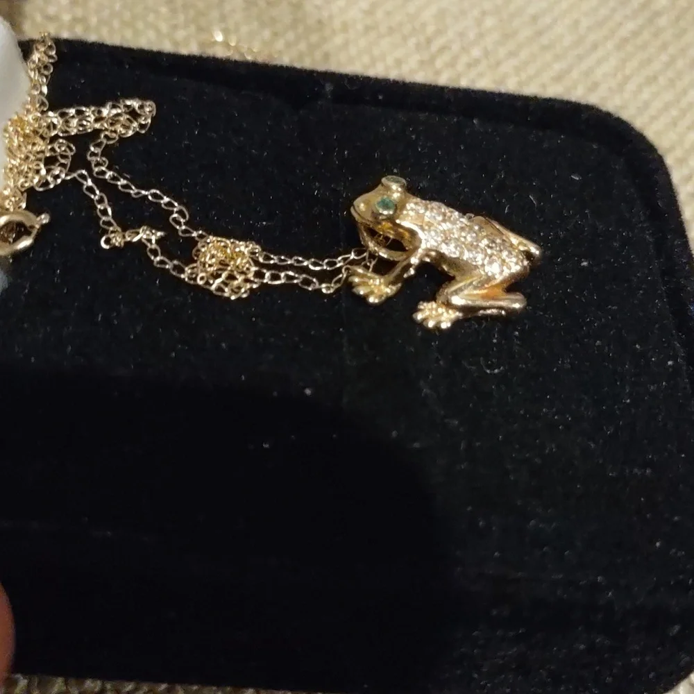 Diamond Frog Pendant Necklace, 14kt Yellow Gold - Picture 3 of 6